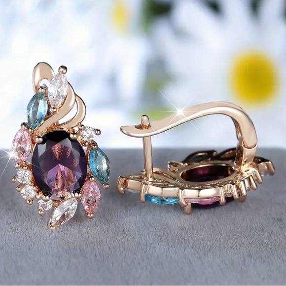 Elegant Multicolor Gemstone Earrings. - Picture 4 of 5